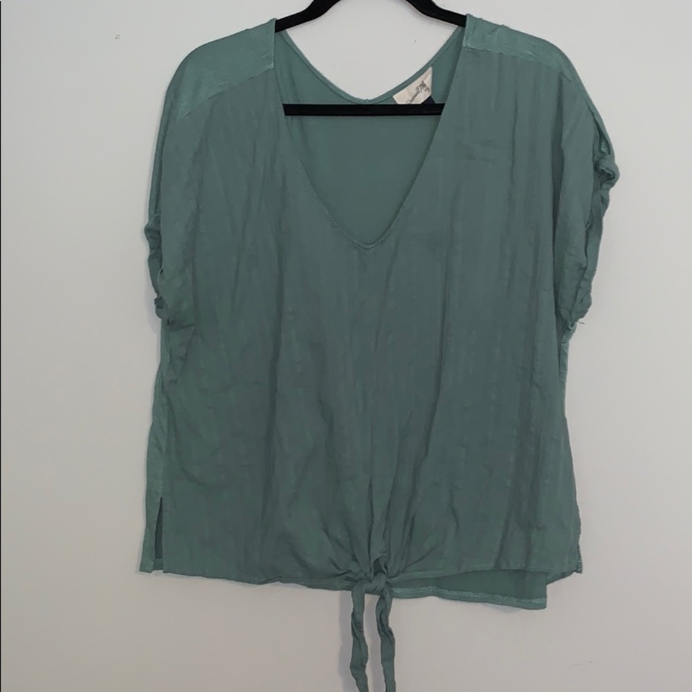 Universal thread - knotted cotton v-neck top